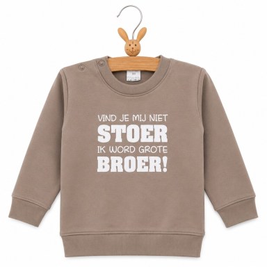beige, sweater, Trui, witte, tekst, grote, broer, stoer